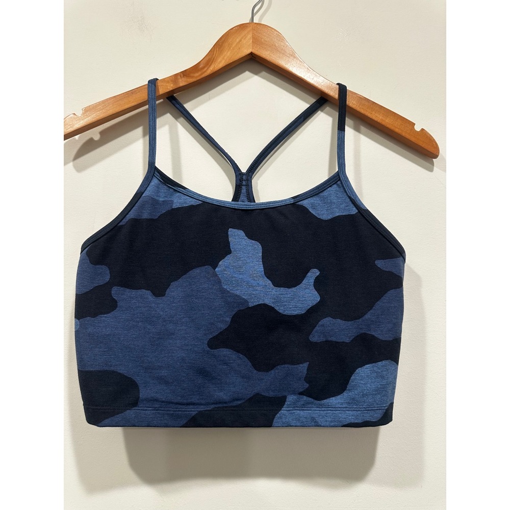 OFFLINE by Aerie The Hugger Blue Camo Strappy Y-Back Sports Bra Crop Top Medium